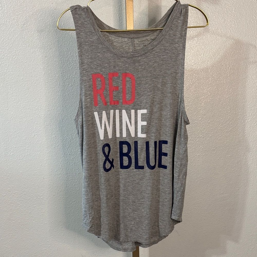 Grayson Threads Gray Muscle Tee with Red, White, and Blue Print
